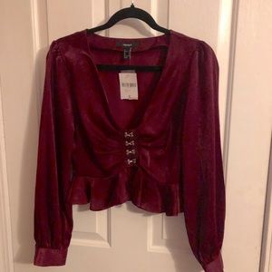 Forever 21 Woven top LSLV Burgundy